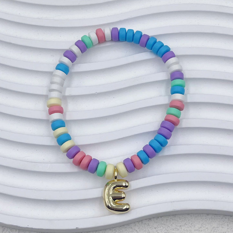 Bubble Balloon Letter Bracelet Best Friend Friendship Gift Sweet Bracelet Colorful Soft Clay Abacus Bead Bracelet