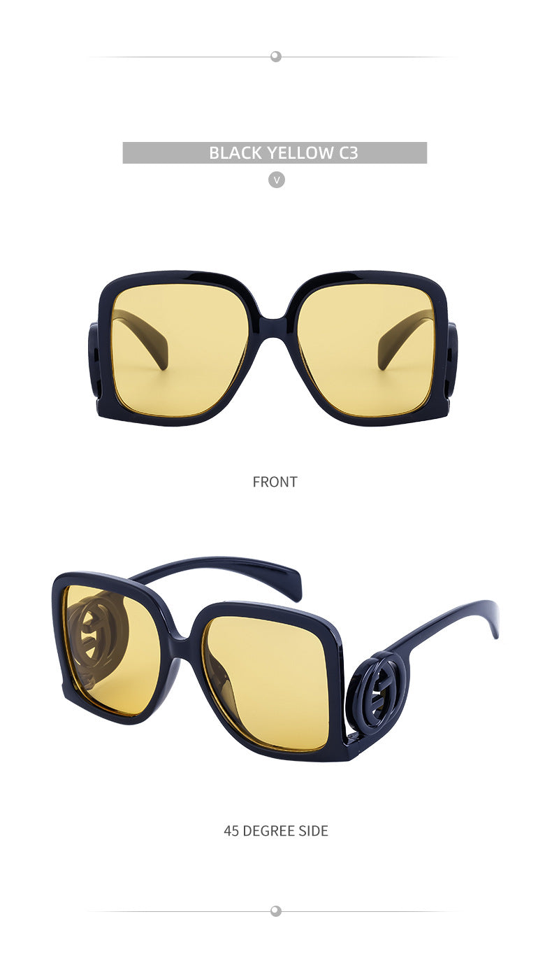 European and American fashion large frame sunglasses for women with a high-end feel INS Wind Sunglasses Sun Protection No Makeup Glasses Square Frame sunglasse