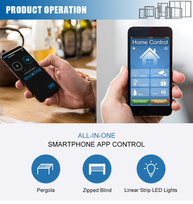 Outdoor Garden Motorized Louvered Roof System Bioclimatic Pergola Outdoor Aluminum Pergola With Sliding Glass Door and Louvered