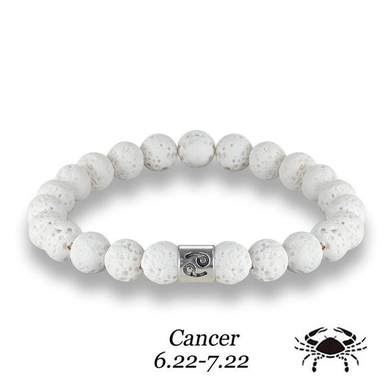 White Volcanic Stone Zodiac Bracelet Couple Holiday Gift Bracelet Scorpio Aquarius Pisces Twelve Zodiac Bracelet
