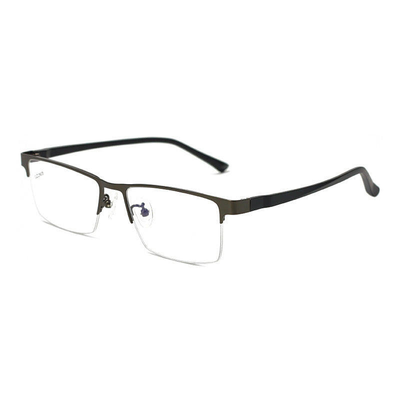 Men's Business Half-Frame Glasses Men's Glasses Frame Work Casual Frame Metal Frame Lightweight Square Frame Myopia