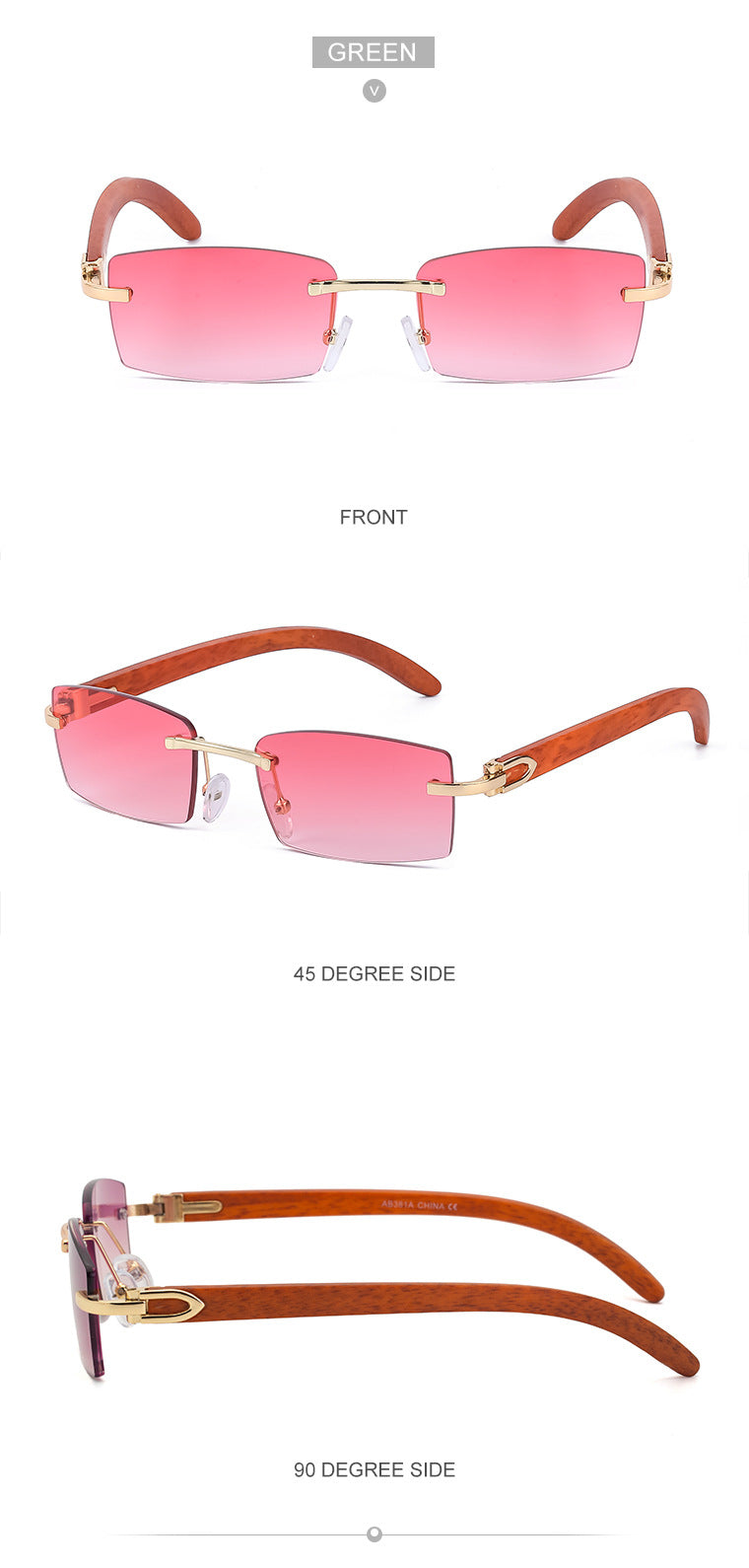 New Fashion Sunglasses for Men Ultra-Clear Frameless Sunglasses Ocean Lens Diamond Cut Edge Trendy Wholesale7533