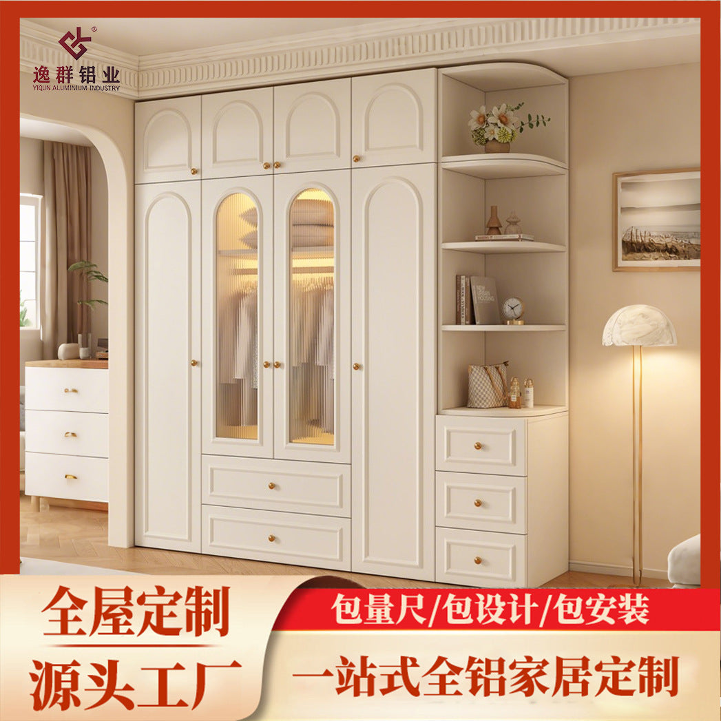 Custom Whole House Honeycomb Aluminum Alloy Wardrobe for Home Bedroom French Modern Storage Integrated Large Capacity Closet Factory