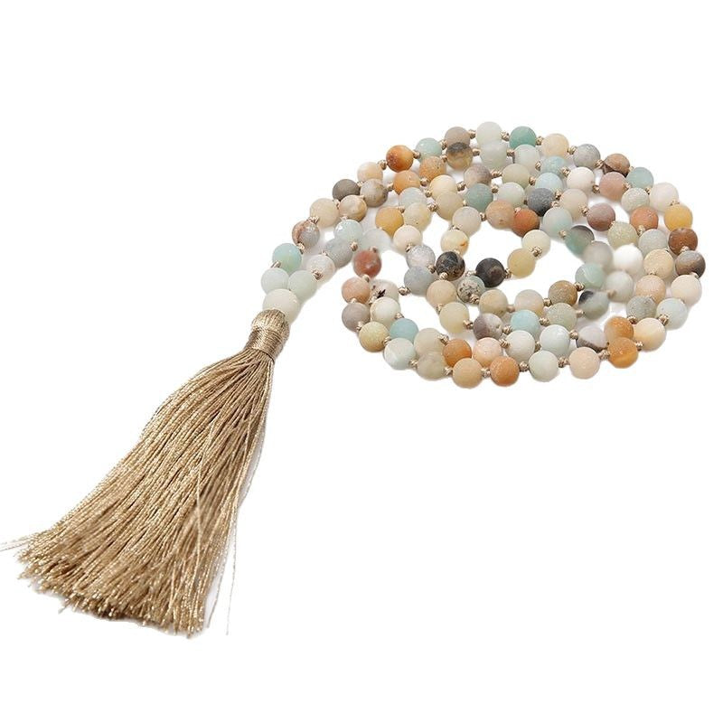 AliExpress Hot Selling Amethyst Long Bracelet108Beaded Colorful Tassel Hand-woven Long Bracelet