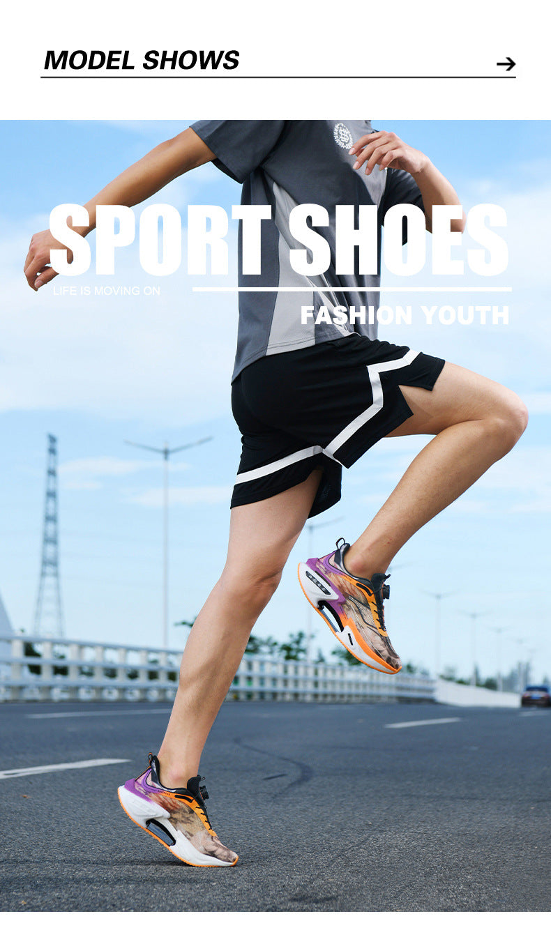 DAJUEYING Real Explosion Protection Carbon Plate High Elastic Cushioning Running Shoes Men and Women Knob Buckle Racing Mesh Breathable Sports Shoes