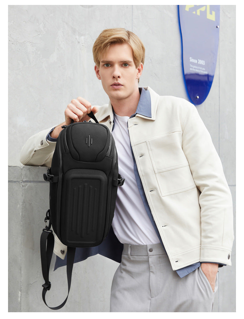 OZUKO Men's Chest Bag Waterproof Crossbody Bag Business Simple Crossbody Bag Trendy Commuter Small Backpack High-End Feel