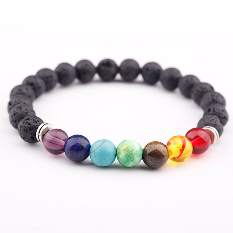 Tiger Eye Elastic Bracelet Adjustable Colorful Beaded Handmade Wrapped Bracelet Volcanic Double Row Woven Bracelet