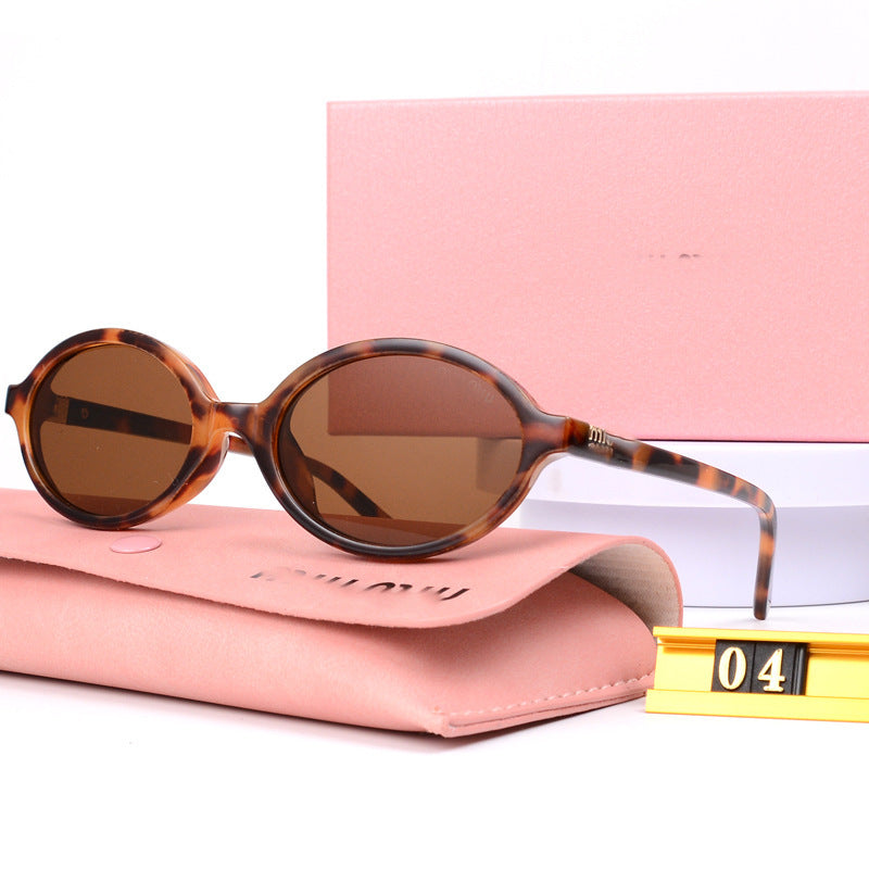 Jang Won-young Same Style Glasses Nerd Myopia Oval Small Frame Retro Sunglasses Leopard Print Korean Style No Makeup Retro