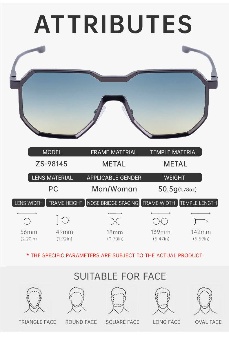 Irregular Steampunk Style Sunglasses European and American Metal Full Frame Integrated Sunglasses for Men Driving Glasses Wholesale