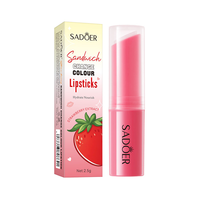 Full English Fruit Filled Temperature Changing Lip Balm SADOER Hydrating Moisturizing Temperature Changing Lip Balm for Foreign Trade