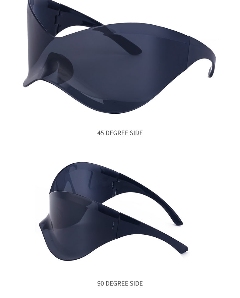 European and American Large Frame Sunglasses for Women, Trendy UV Protection Glasses with a High-End Feel Y2K Millennium Frameless Cycling Sunglasses for Men