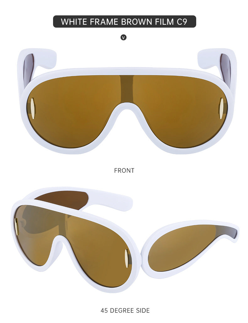 INS One-piece Large Frame Sunglasses for Women, European and American Fashion Sports Cycling Sunglasses, Windproof Glasses Wholesale