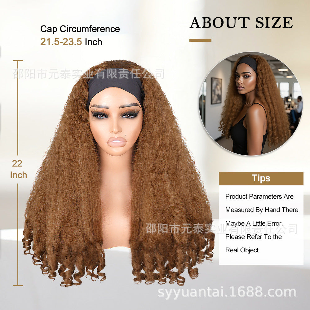Africa YAKI Curly End Curly Hair Synthetic Wig V The top of the model is hollowed out
