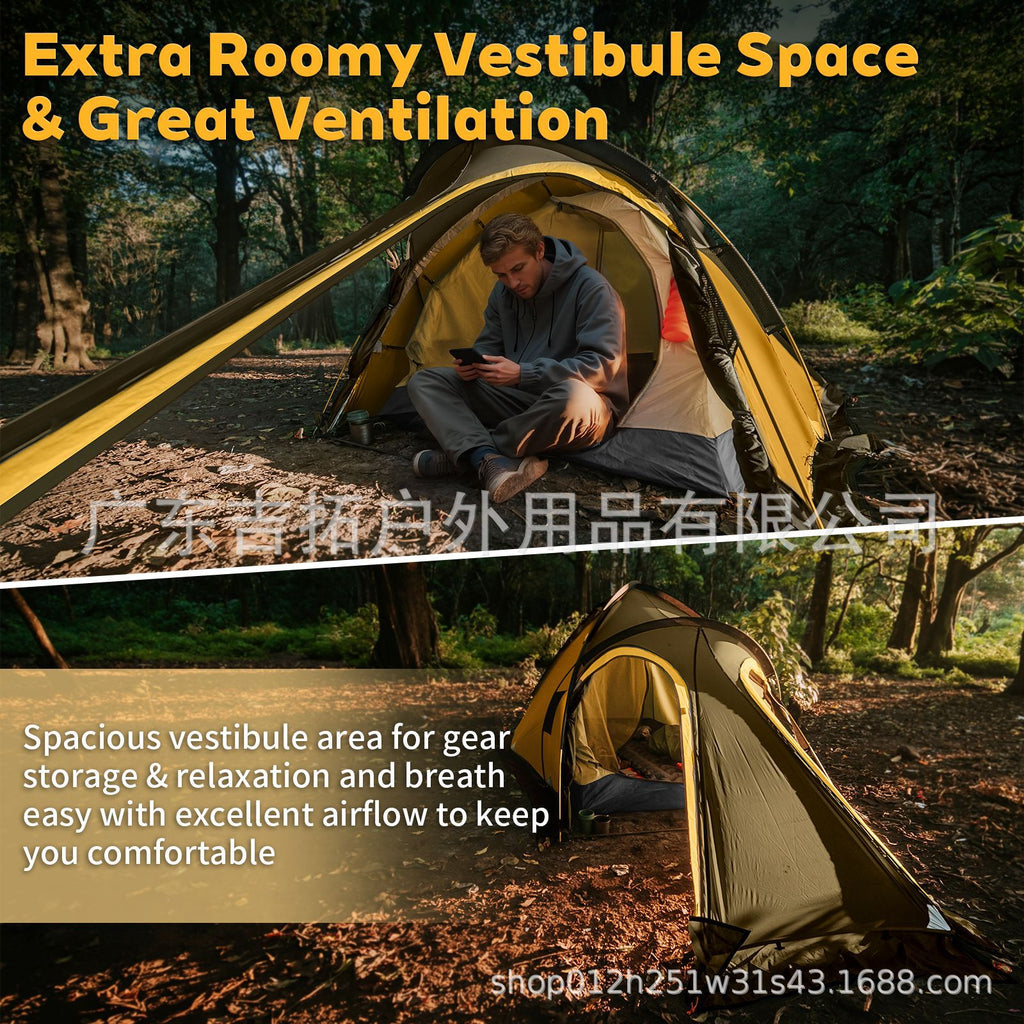 New Mountaineering Tent Double Person Double Layer Aluminum Pole Four Seasons Outdoor Camping Tent Windproof Rainproof Tent One Room One Hall