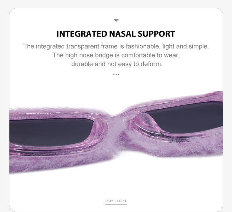 Fashion Plush Square Frame Sunglasses for Women Winter Full Coverage Sunglasses Wholesale Same Style for Women sunglasses