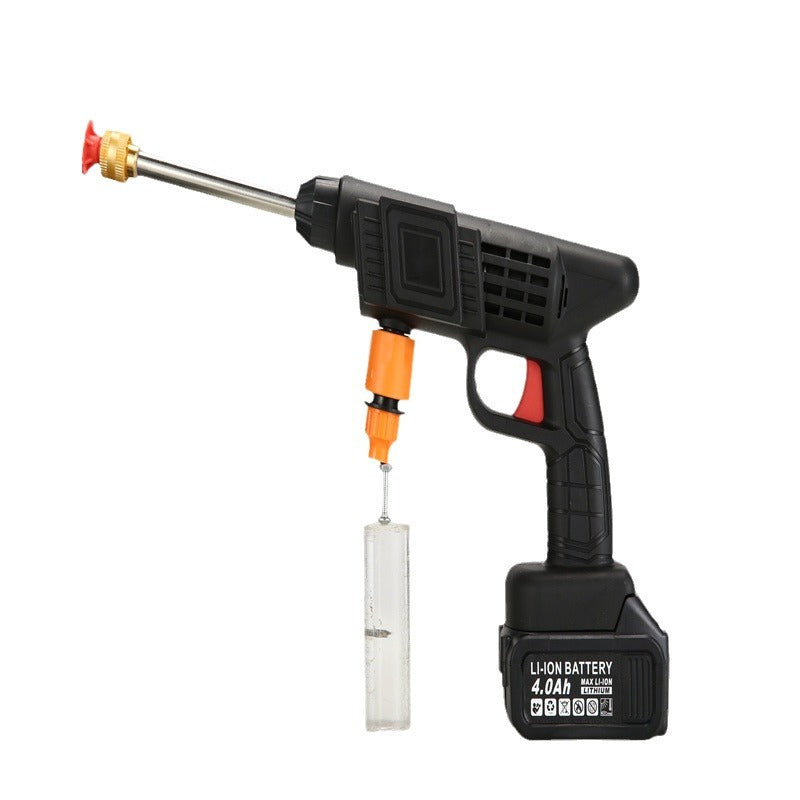 Rechargeable Portable Household High-Power Electric Lithium Battery Car Wash Gun with Hose for Floor and Car Washing High-Pressure Water Gun