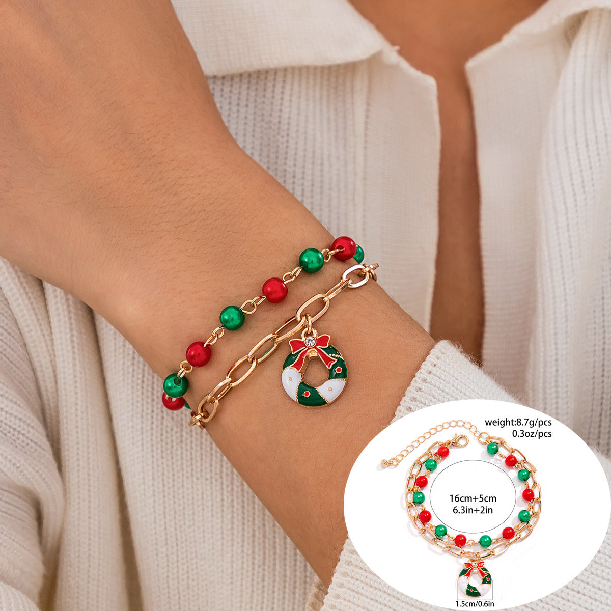 Women's Holiday Gift Bracelet Santa Claus Set Snowman Soft Clay Ornaments European and American Christmas Bracelet