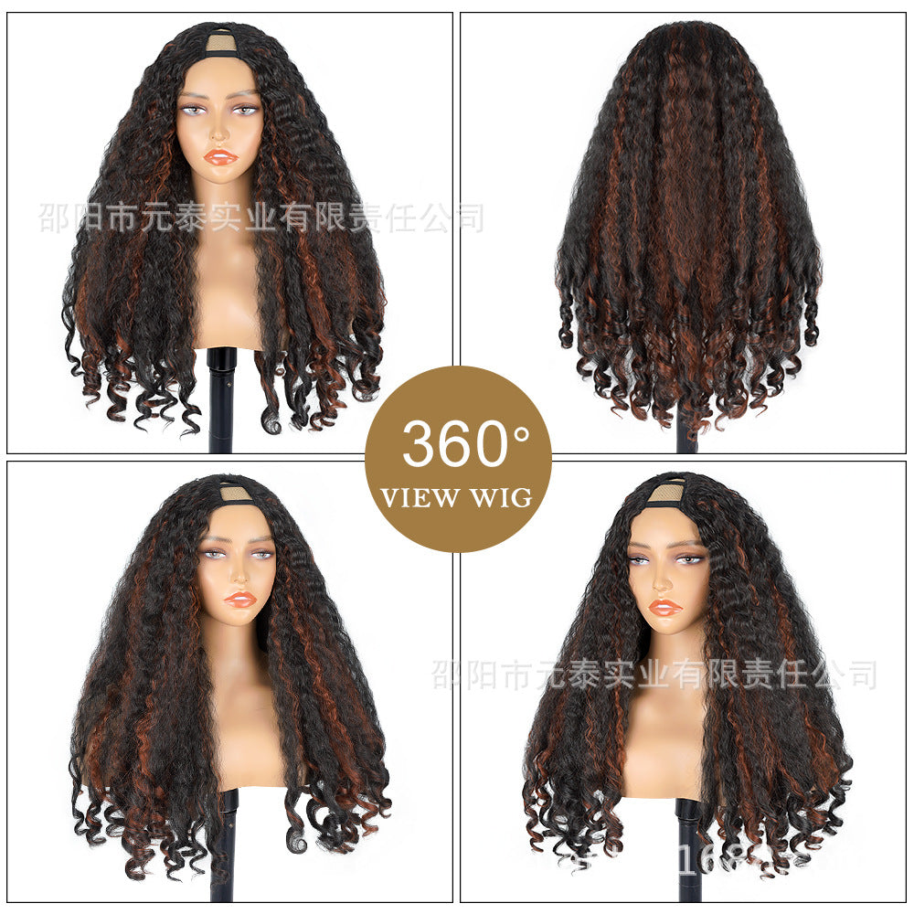 2H350 Highlight Yaki Synthetic  Afro Bouncy Curly End Wigs
