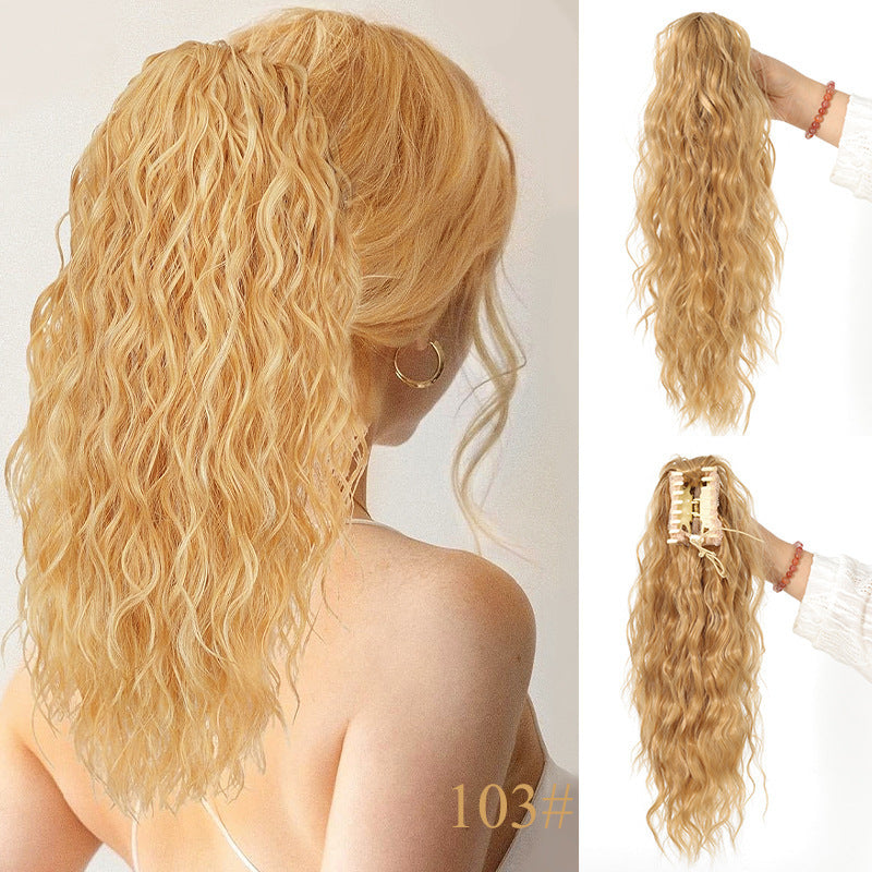Cross-border Claw Clip Water Ripple Ponytail45cm120g European and American Women's Curly Hair Synthetic Wig Ponytail