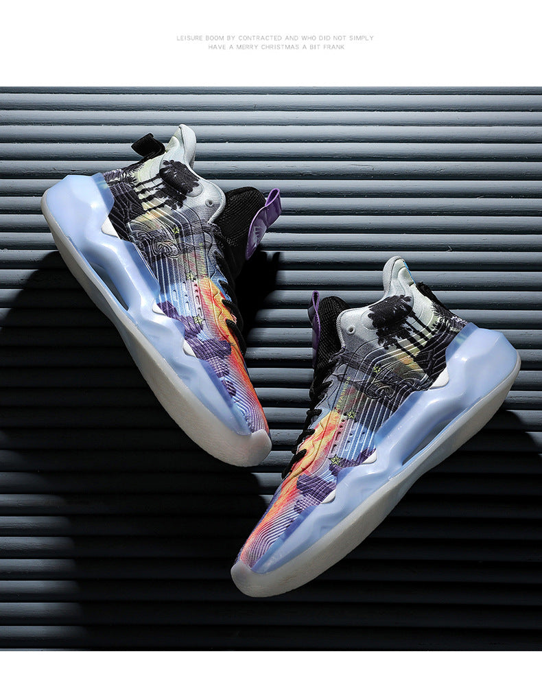 2025New Fashion Rubber Sole Sports Trendy Shoes for Teenagers, Personalized Professional High-Top Wear-Resistant Basketball Shoes