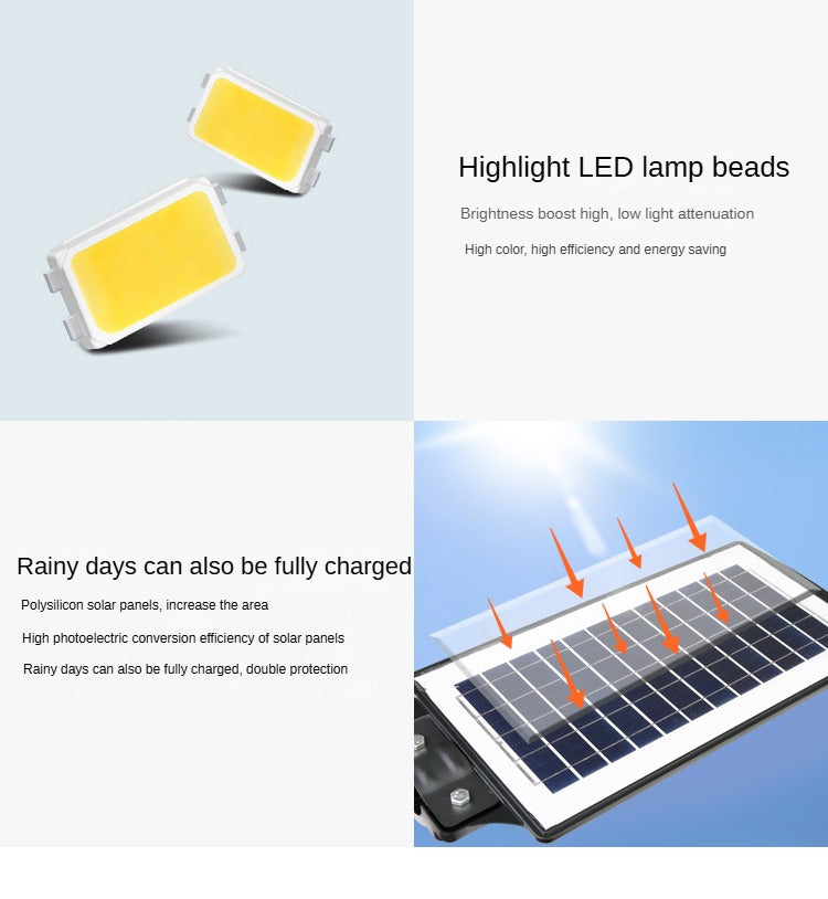 Integrated Solar Street Light 50w 100w 150w 200w Outdoor Light Control Intelligent Sensing Lighting