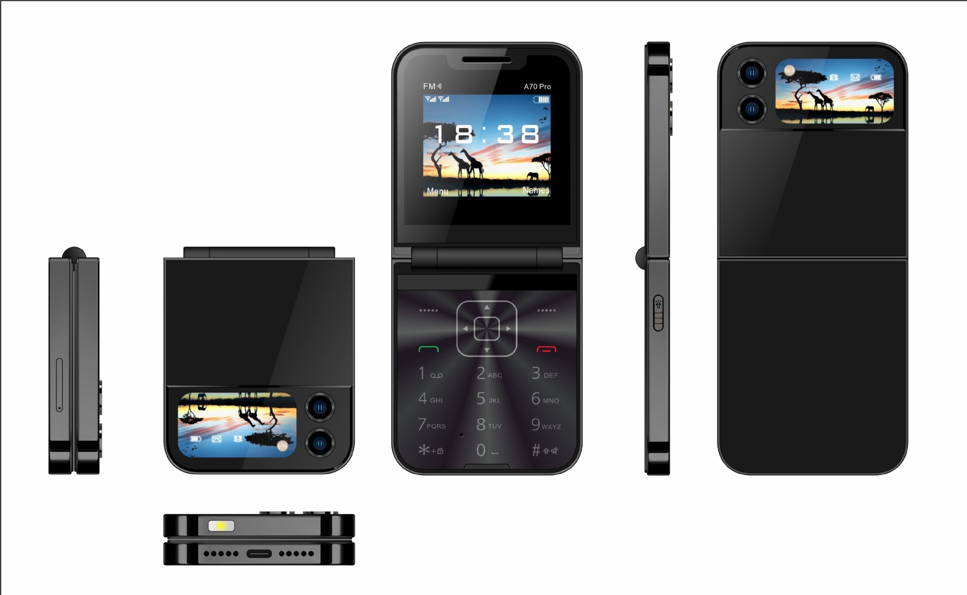 A7pro Flip Phone Mini Feature Phone Foldable Phone with Buttons2G Foreign Language Multi-Language