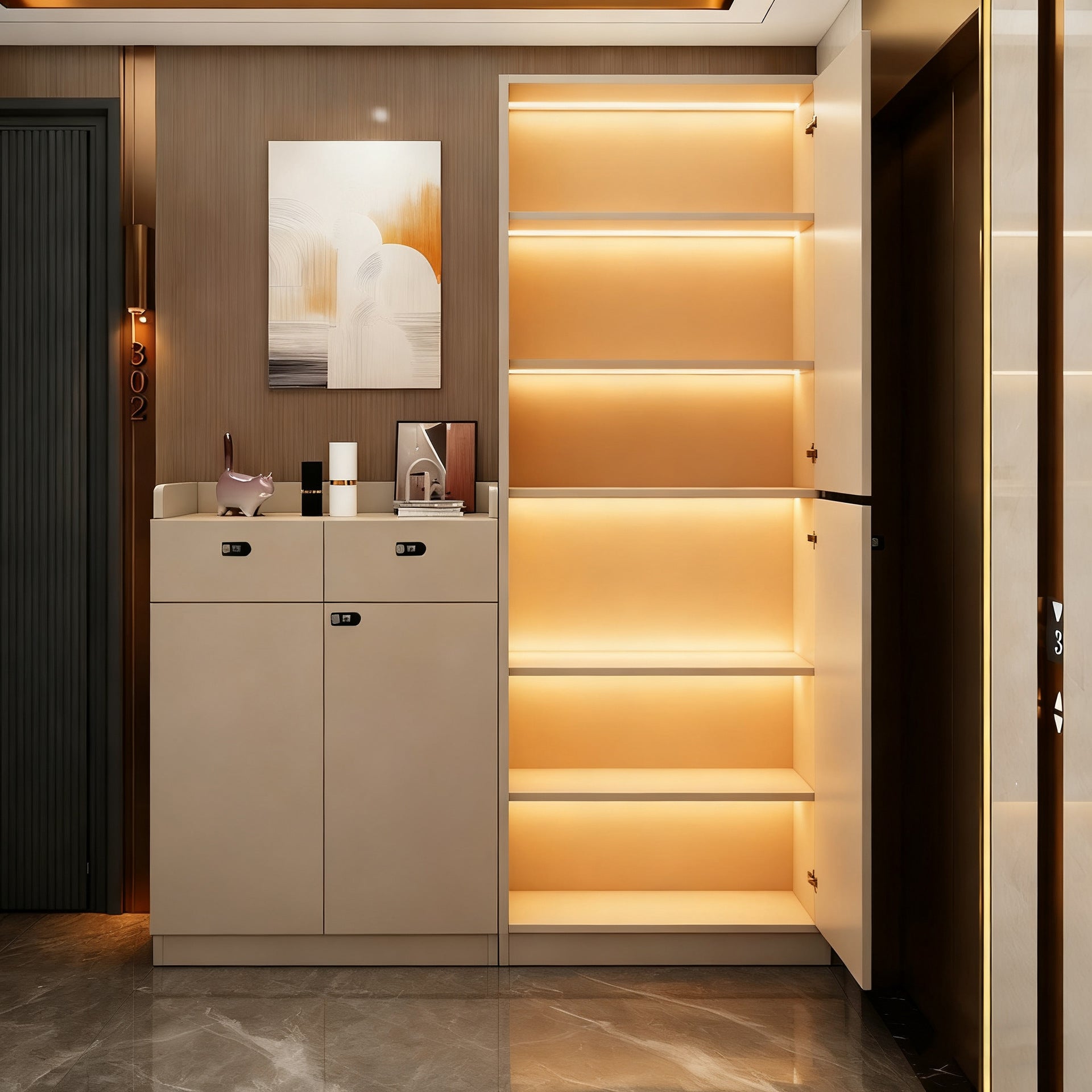 Custom Aluminum Alloy Shoe Cabinet Large Capacity Home Entrance Hallway Storage Integrated Source Factory