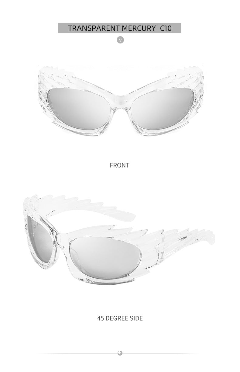 Europe and America Y2K Millennium Windproof Sunglasses for Women Trendy Personality Irregular Shape Sun Protection Sunglasses for Men Cycling Sports Glasses