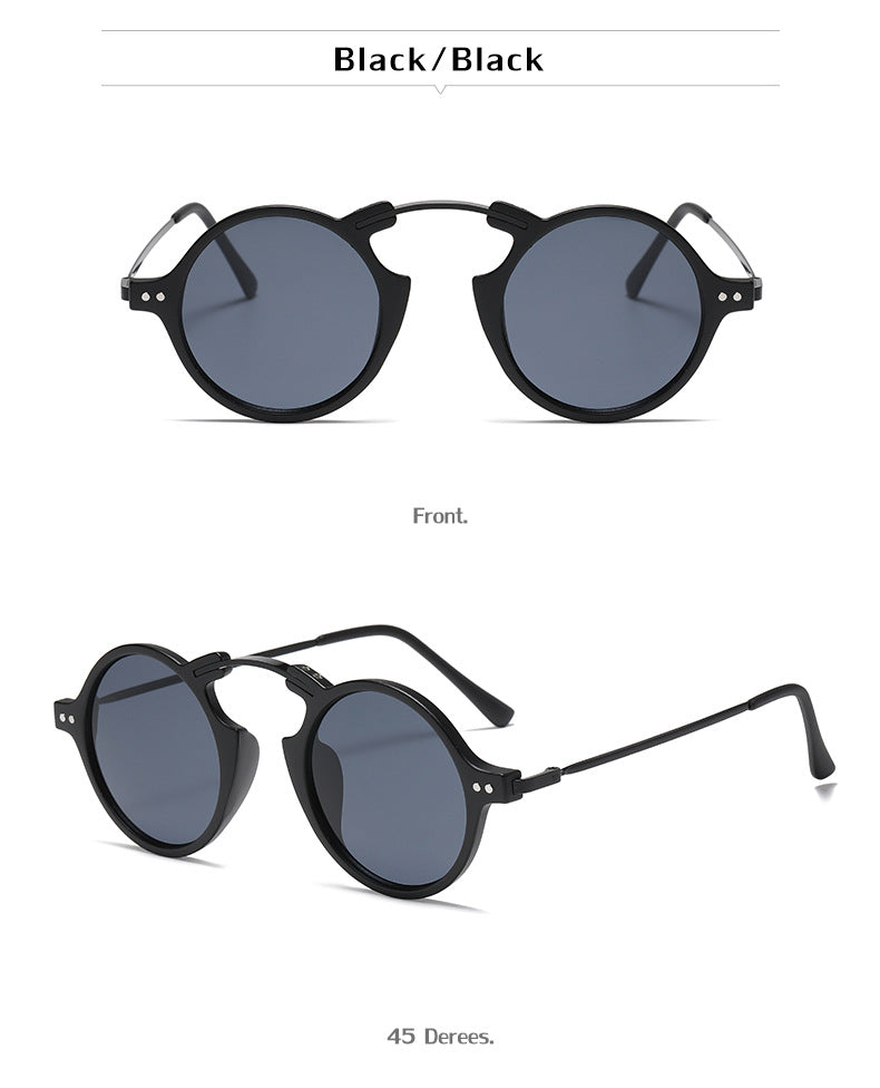Steampunk Small Frame Sunglasses for Women, European and American Trendy Round Frame Sunglasses, Unique Street Style Glasses for Women sunglasses