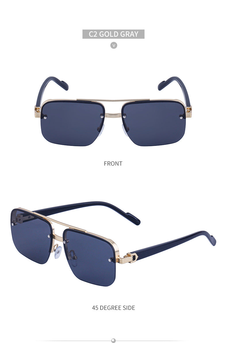 2025New Fashion Half-Frame Cut Edge Sunglasses for Women, High-End Driving Sunglasses for Men, Wholesale Glasses