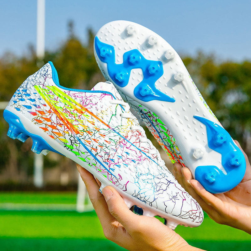 New professional football shoes for men and women AG Long Spike Colorful Multi-Color Youth Student Grass Competition Training Shoes