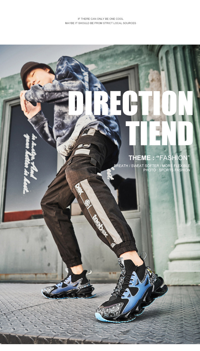 Fashion Blade Men's Shoes Mesh Breathable Sports Casual Running Shoes Men's Shock Absorption Anti-Slip Height Increasing Dad Trendy Shoes