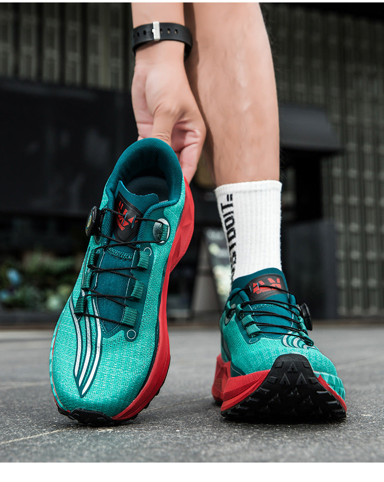 Full Palm Carbon Plate Sports Running Shoes Double Layer Popcorn Outdoor Trail Running Shoes Marathon Men's and Women's Shoes