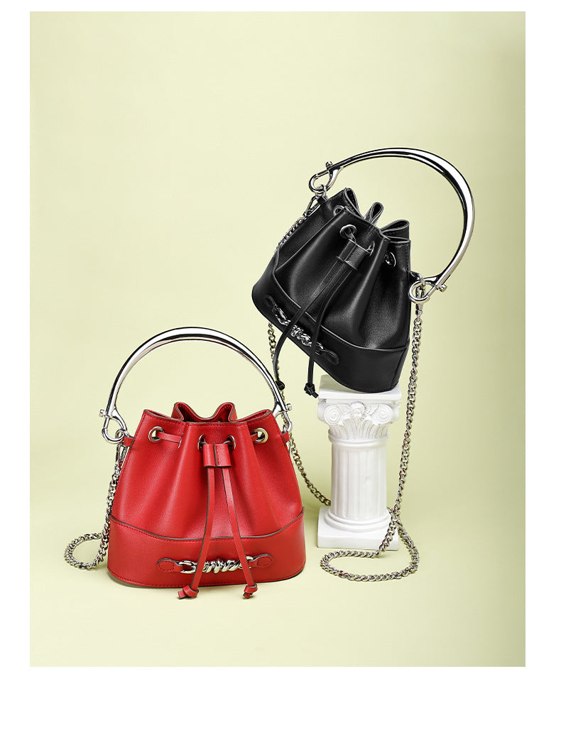 European and American Style Bucket Bag High-Quality Texture Fashion Women's Bag Drawstring Handbag Niche Versatile Shoulder Crossbody Bag for Women