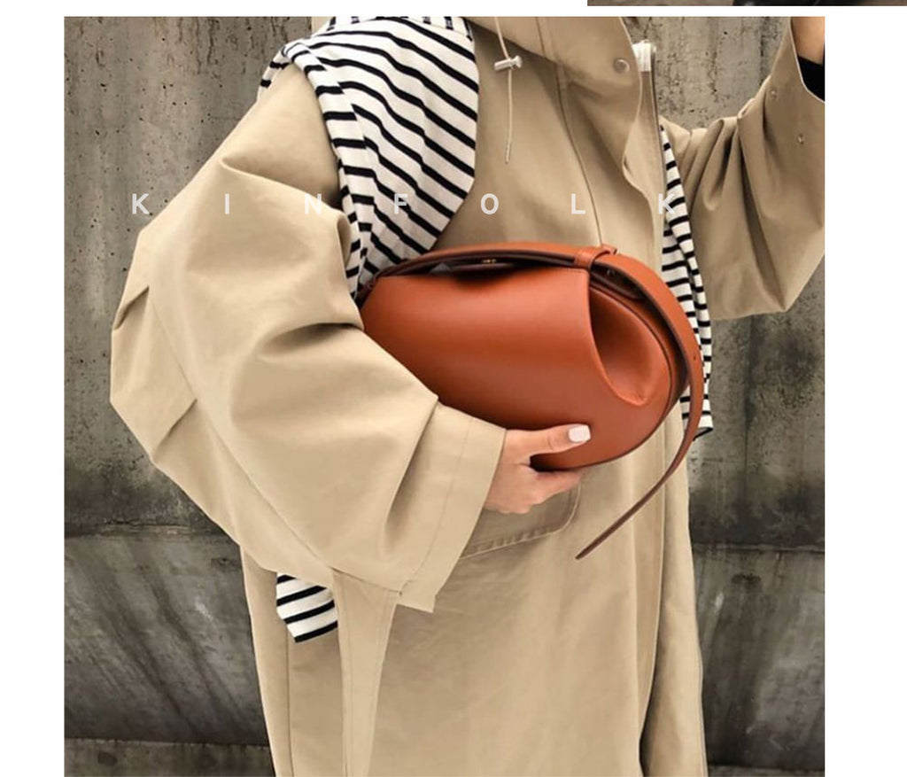 European and American Versatile Trendy Crossbody Bag Casual Three-Dimensional Women's Underarm Small Round Bag High-Quality Fashion Baguette Handbag