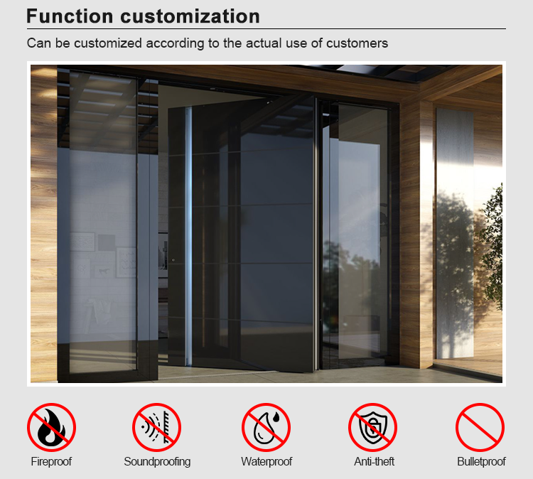 Luxury Design Entrance Door Exterior Security Front Pivot Door Modern Entry Black Wooden Aluminum Pivot Door