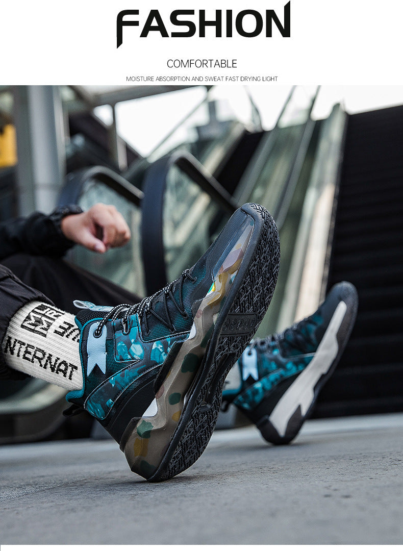 2025New National Era Men's Shoes Fashion Sports Shoes Youth High Elasticity Cushioning Anti-Slip Wear-Resistant Trendy Basketball Shoes