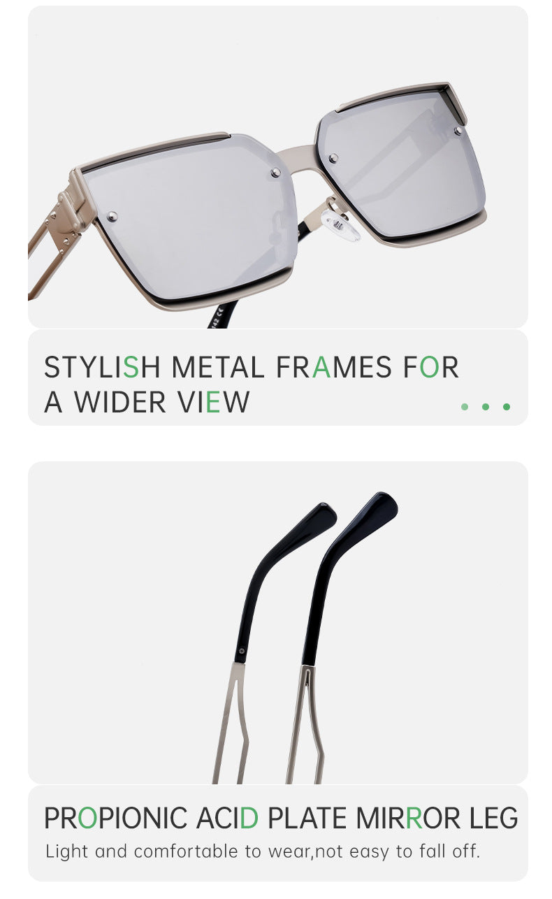 European and American Retro Punk Style Square Frame Sunglasses for Women Outdoor Sunshade Sunglasses for Men High-end Glasses Wholesale