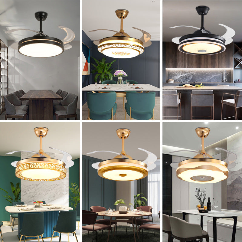 Living Room Ceiling Fan with Strong Wind Power Invisible Household Ceiling Fan Light for Bedroom and Dining Room, Integrated Fan Light with Light, Electric Fan Ceiling Light