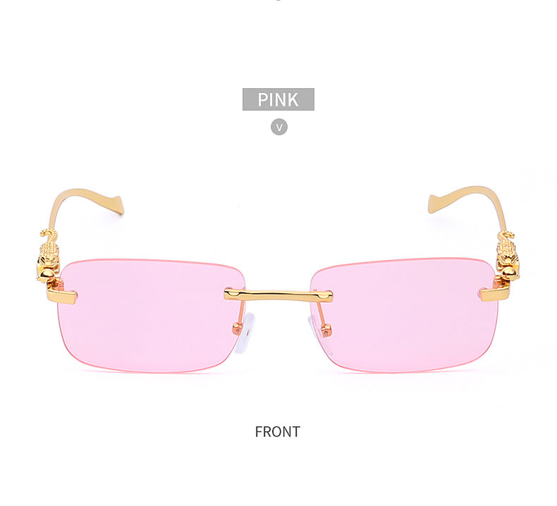 New Fashion Small Frame Square Sunglasses Men's Sunglasses Women's European and American Trendy Rimless Sunglasses Men