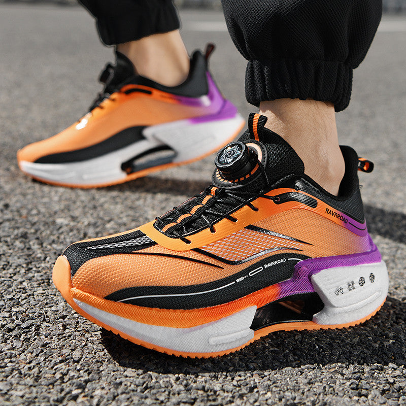 2025New Hollow Popcorn Carbon Plate Soft Sole Running Shoes for Men Training Combat High Elastic Shock Absorption Breathable Sports Shoes