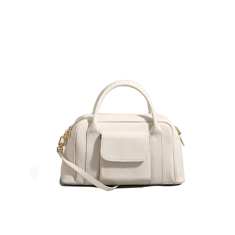 Guangzhou Luggage2025New Top Layer Handheld Cowhide Boston Bag Large Capacity High-end Handbag Crossbody Genuine Leather