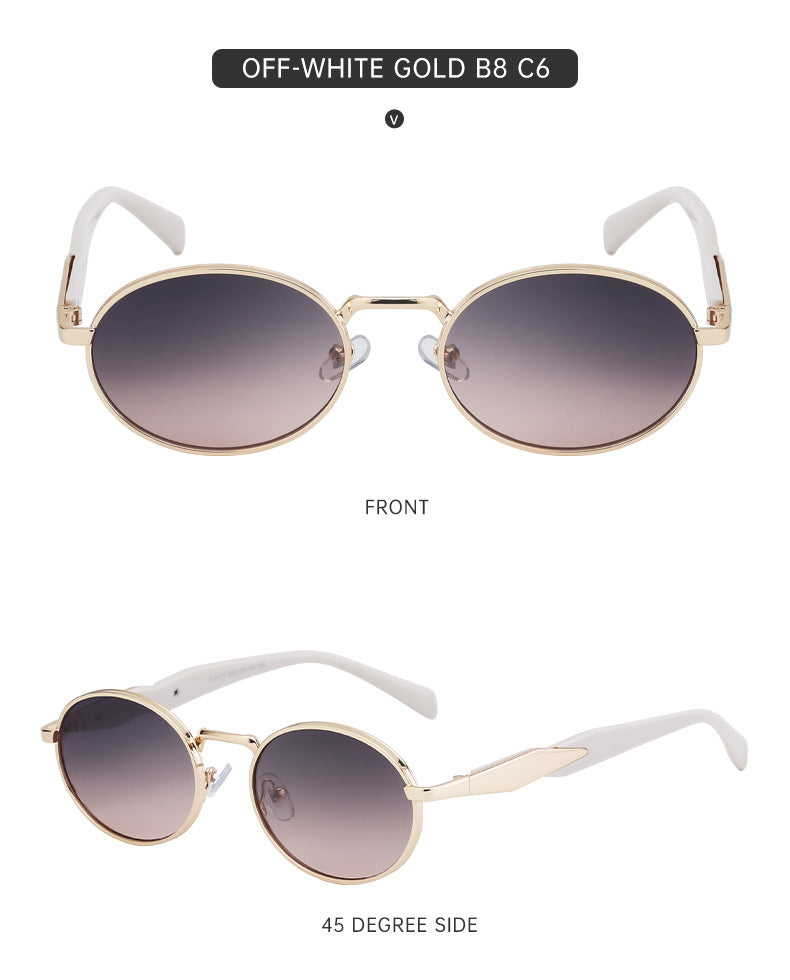 Oval Small Frame Sunglasses for Women, High-End Brand, European and American Style, Trendy UV Protection Sunglasses