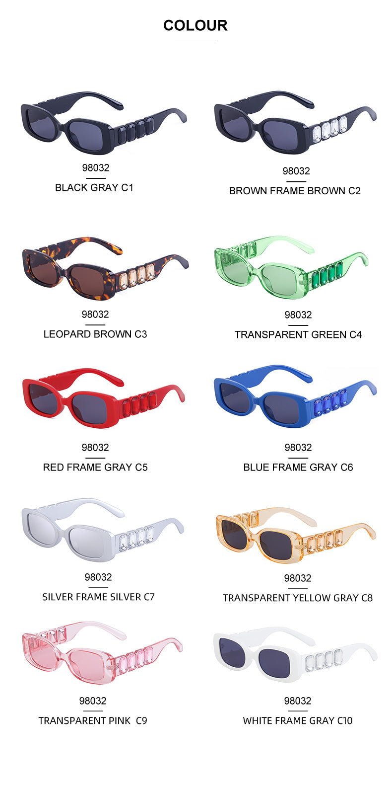 European and American Style Small Frame Sunglasses for Women with Rhinestones, Square Frame Sunglasses for Men, Wholesale Glasses sunglasses