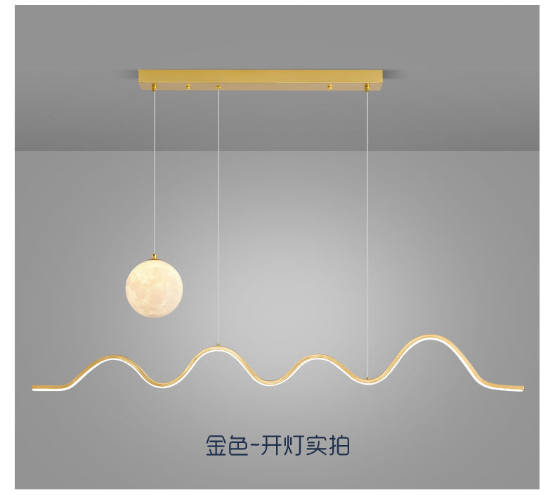 Restaurant Chandelier Light Luxury Dining Room Dining Table Bar Modern Minimalist Moon Lamp Minimalist Long Strip Guangdong Zhongshan Factory