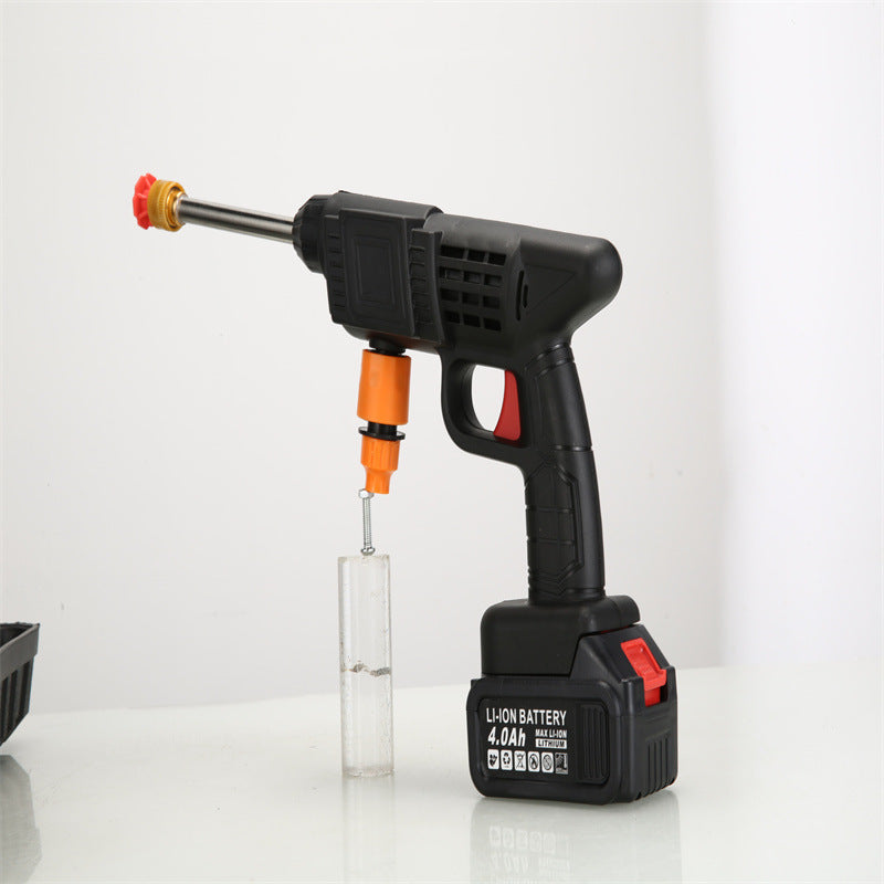 Rechargeable Portable Household High-Power Electric Lithium Battery Car Wash Gun with Hose for Floor and Car Washing High-Pressure Water Gun