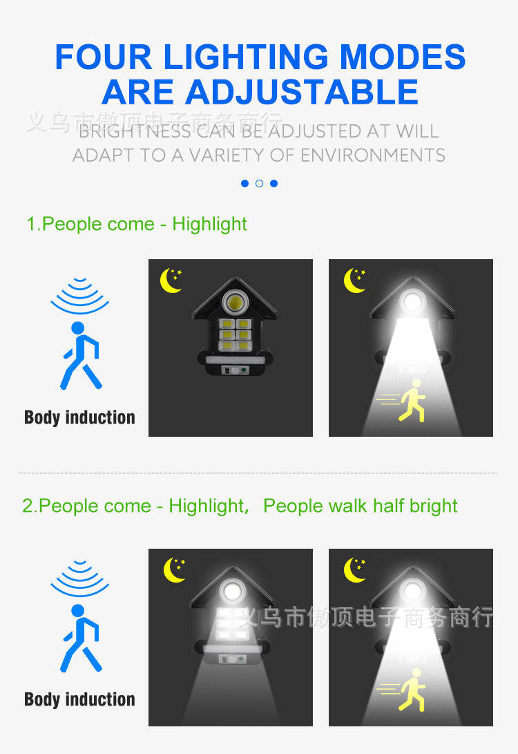 Solar Street Light Human Body Sensing Small Wall Light with Remote Control Garden Light COB Security Light Waterproof Garden Light