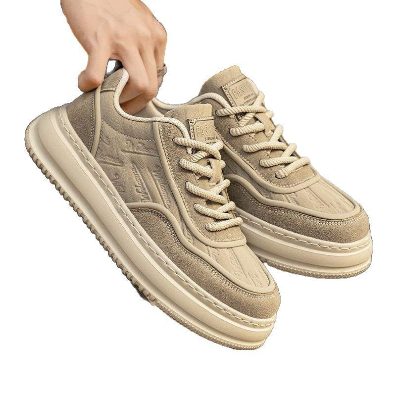 Men's Shoes2025New Summer Breathable Men's Work Height-Increasing Leather Shoes Sports Casual Versatile Thick-Soled Sneakers