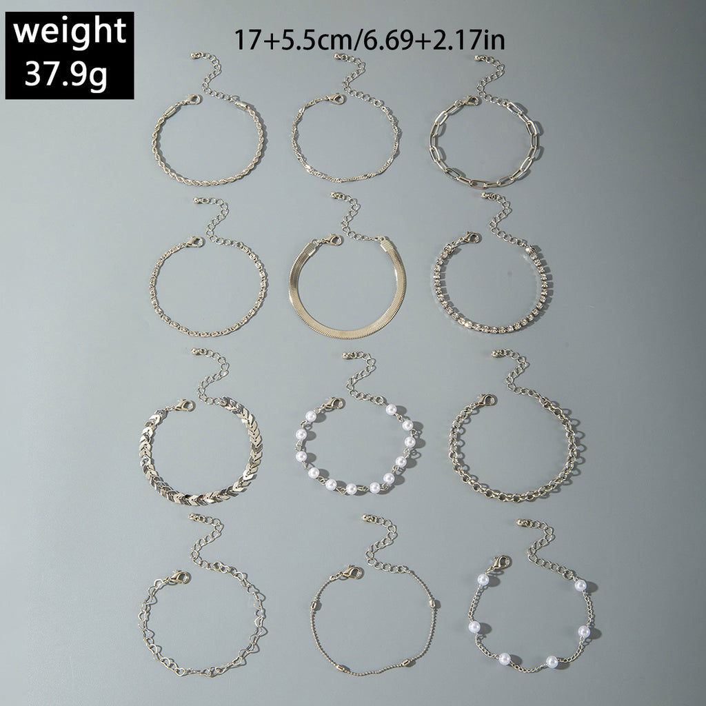 Fashionable Versatile Bracelet with Rhinestones and Imitation Pearl Set Ornament Wholesale Bracelets