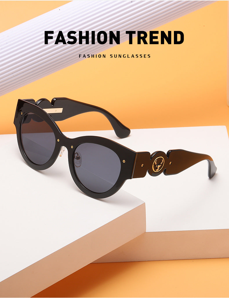 European and American Style Cat Eye Sunglasses for Women with High-end Feel ins Steampunk Frameless Sunglasses for Women Wholesale